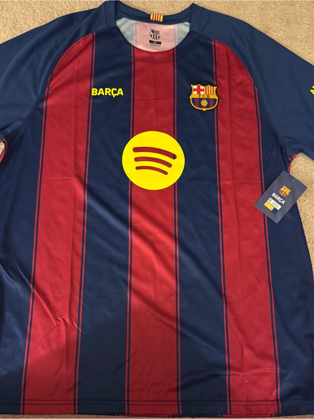 FC Barcelona Navy & Red Home Jersey with Yellow Sponsor Logo Size XL